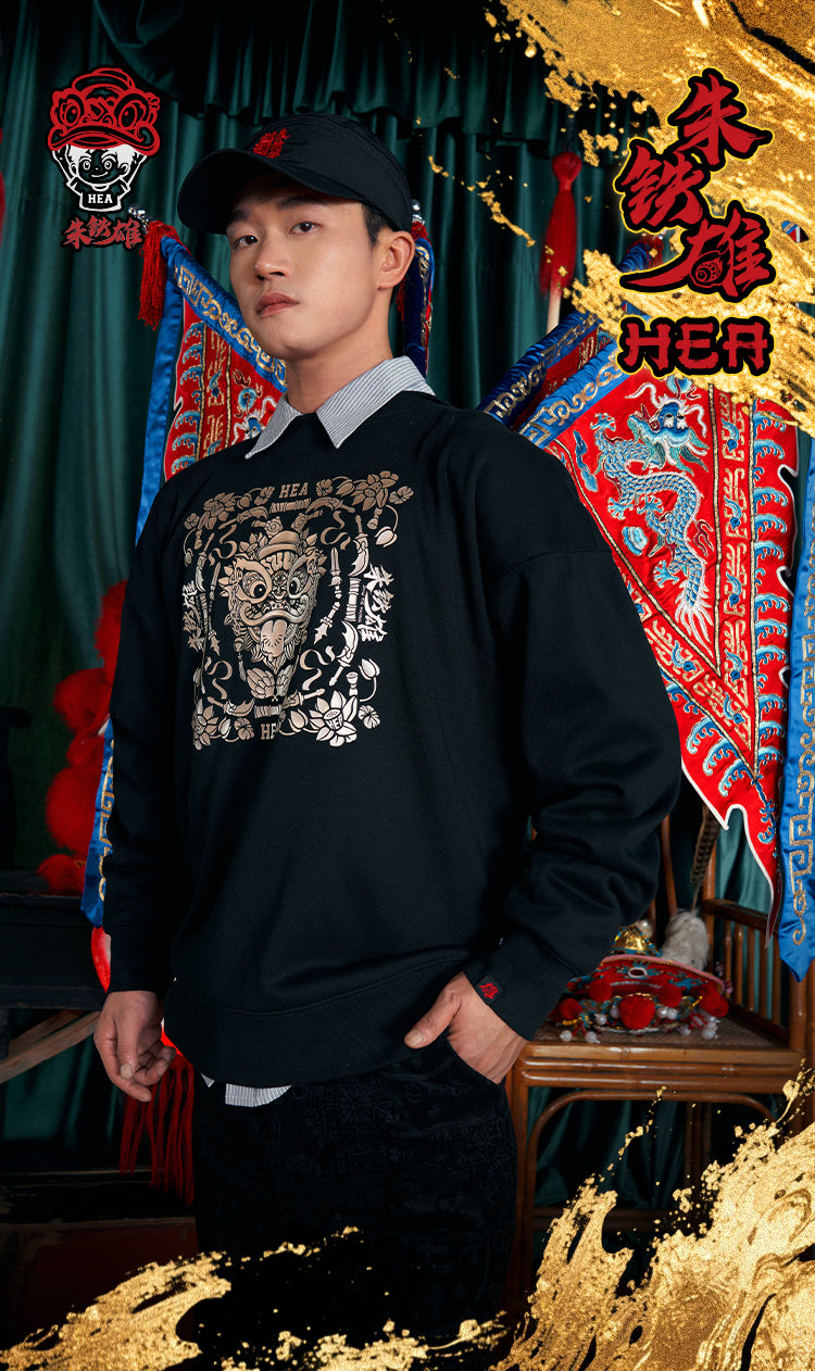 Printed round neck hoodie