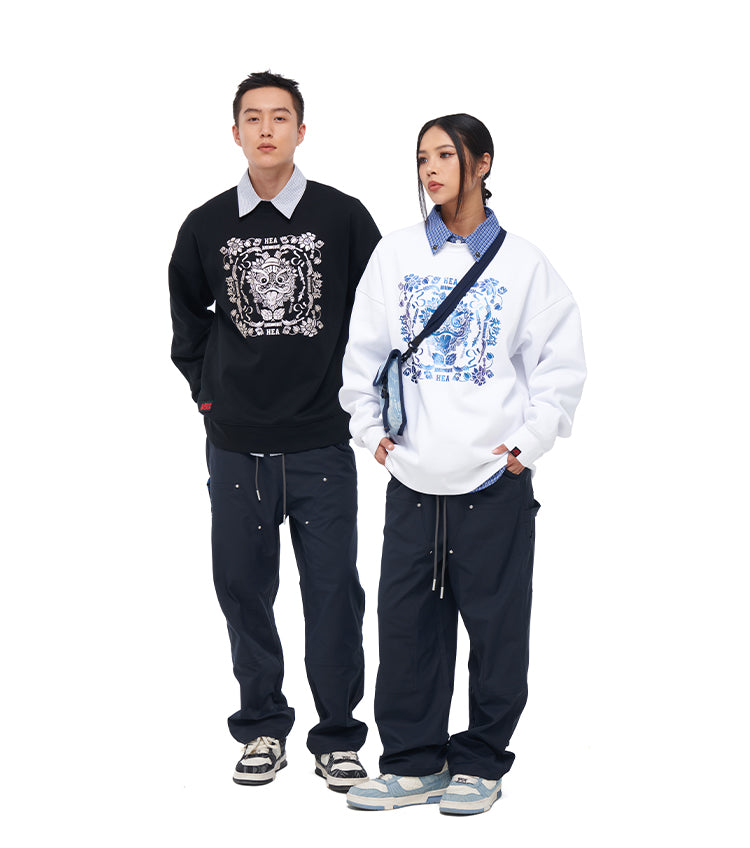 Printed round neck hoodie