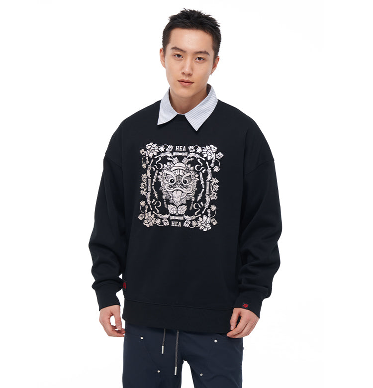 Printed round neck hoodie