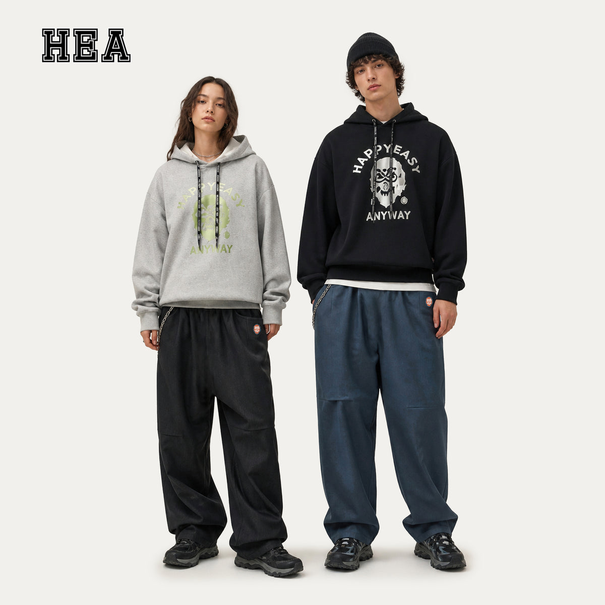 HEA Relaxed Drawstring Track Pants – Straight Leg Streetwear Pants