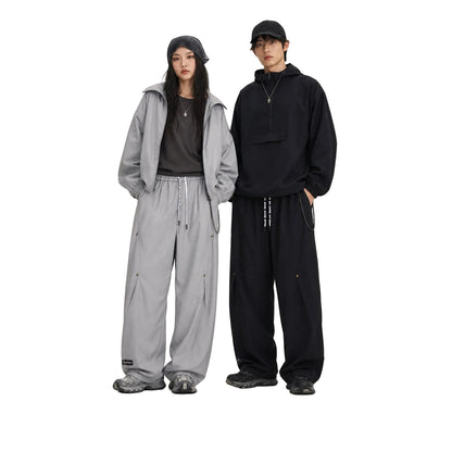 HEA Relaxed Woven Drawstring Pants – Straight Leg Streetwear Trousers