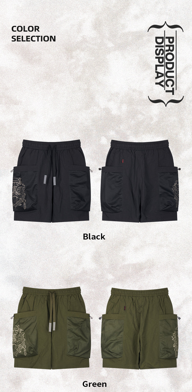 Embroidered functional workwear shorts