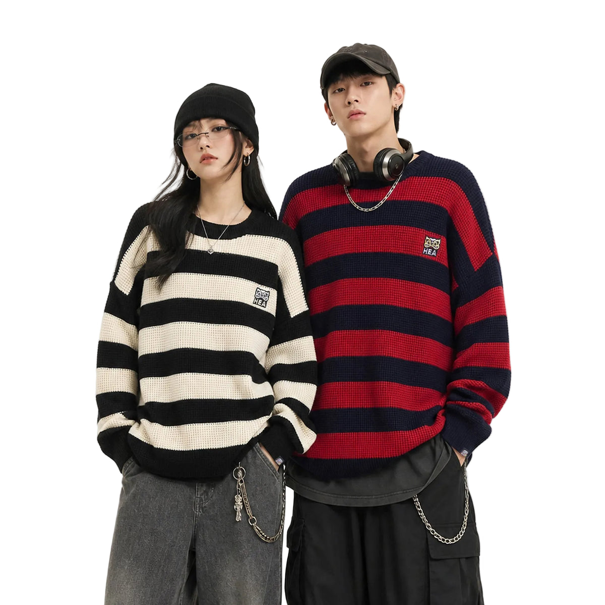 HEA Striped Crewneck Pullover Sweater