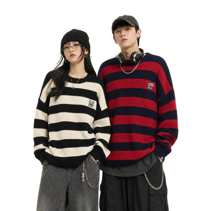 HEA Striped Crewneck Pullover Sweater