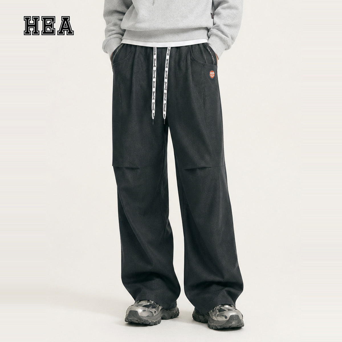 HEA Relaxed Drawstring Track Pants – Straight Leg Streetwear Pants