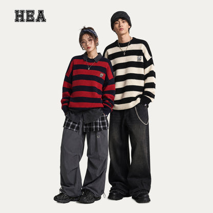 HEA Striped Crewneck Pullover Sweater