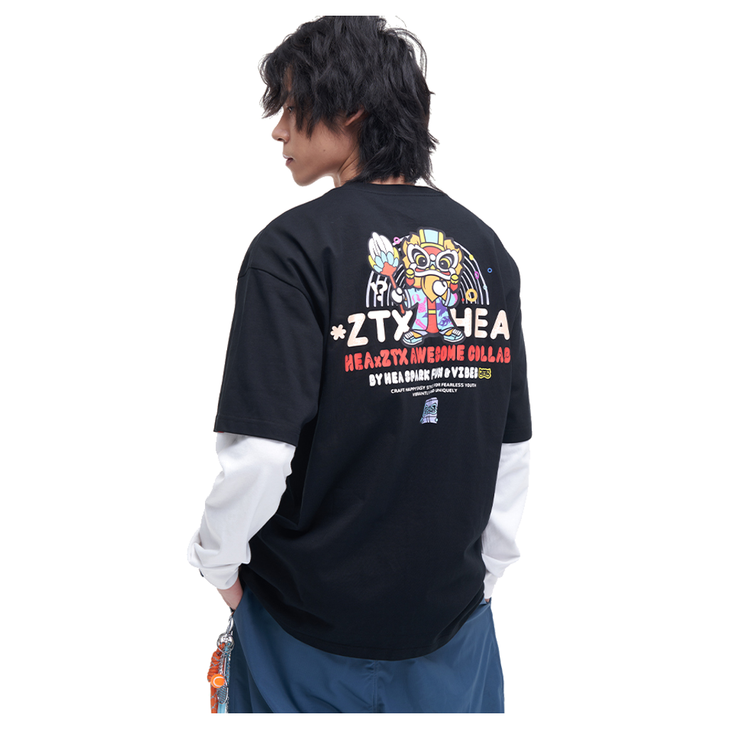 HEA Unisex Oversized Graphic T-Shirt, Crew Neck Cotton Tee with Bold Lion Print, Casual Streetwear Top for Men Women