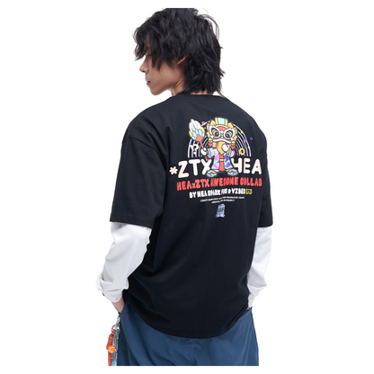 HEA Unisex Oversized Graphic T-Shirt, Crew Neck Cotton Tee with Bold Lion Print, Casual Streetwear Top for Men Women