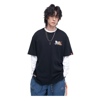 HEA Unisex Oversized Graphic T-Shirt, Crew Neck Cotton Tee with Bold Lion Print, Casual Streetwear Top for Men Women