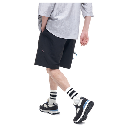 HEA Unisex Solid Color Casual Shorts, Elastic Waist Quick-Dry Streetwear Shorts