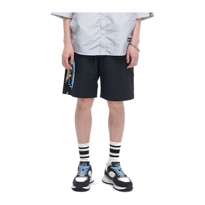HEA Unisex Solid Color Casual Shorts, Elastic Waist Quick-Dry Streetwear Shorts