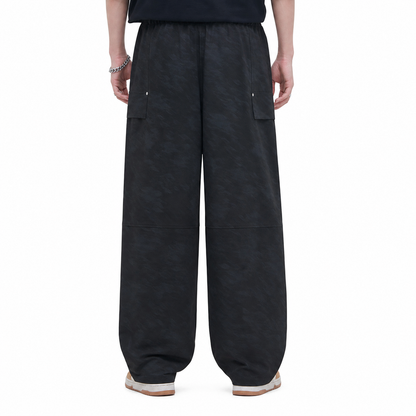HEA Unisex Camo Print Cargo Pants, Wide Leg Streetwear Trousers