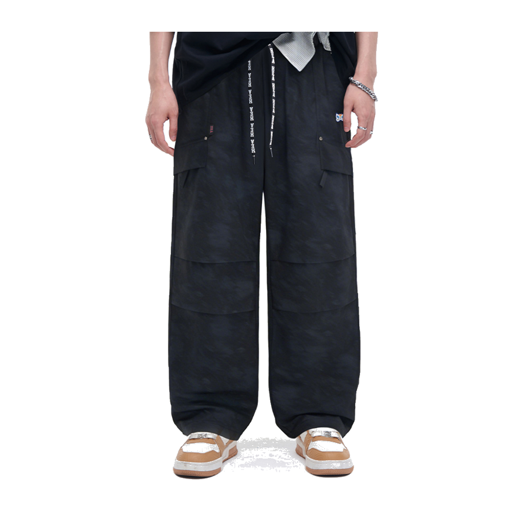HEA Unisex Camo Print Cargo Pants, Wide Leg Streetwear Trousers