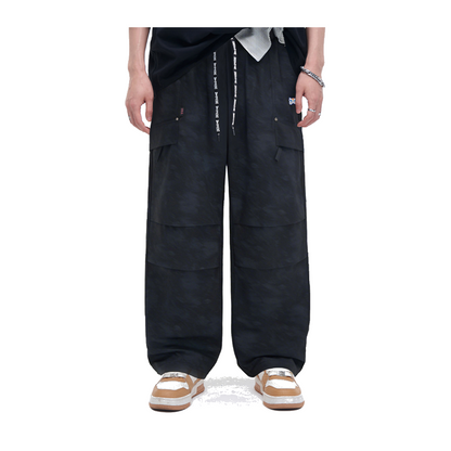 HEA Unisex Camo Print Cargo Pants, Wide Leg Streetwear Trousers