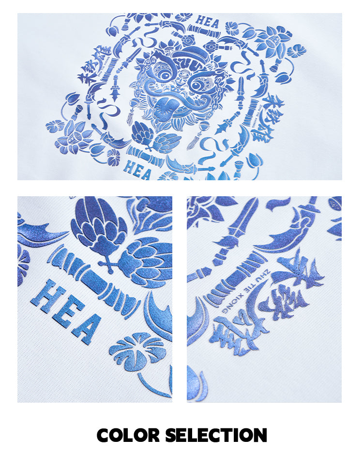 Printed round neck hoodie