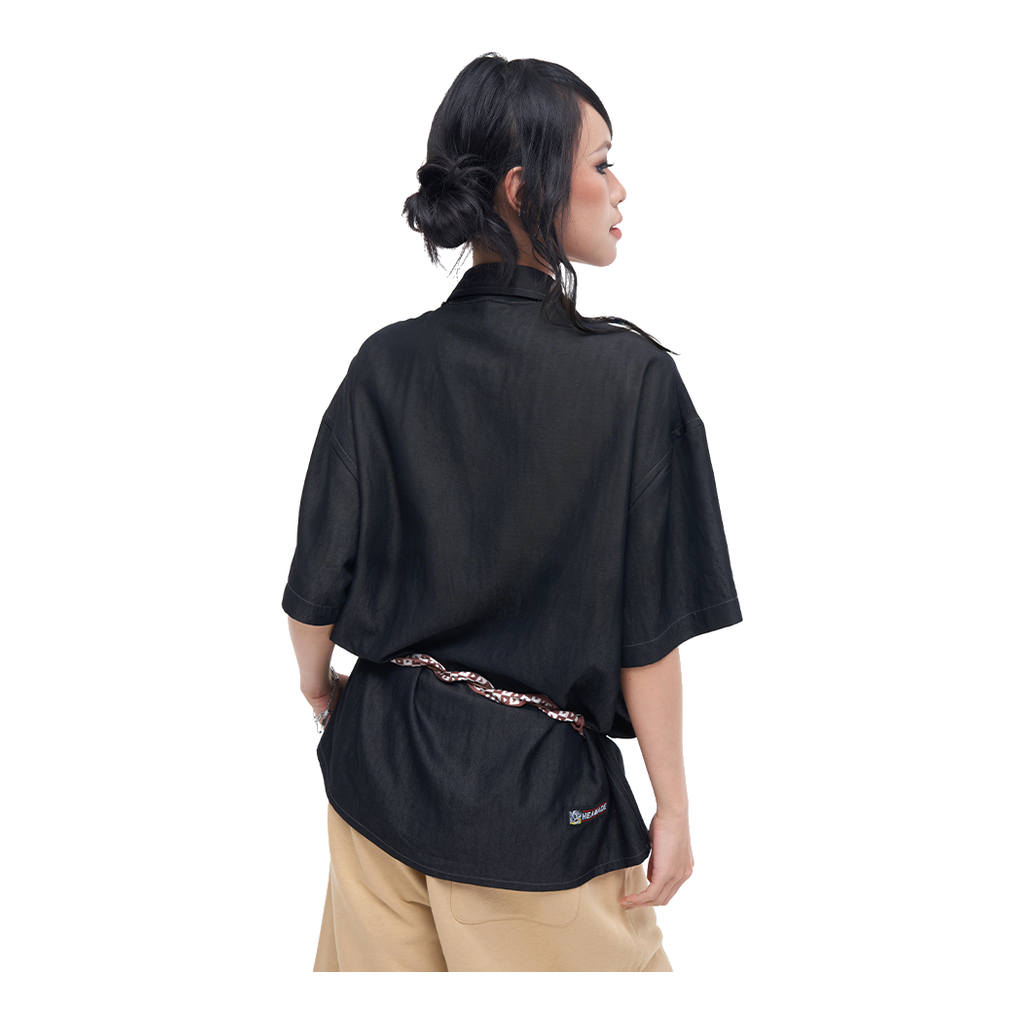 HEA Unisex Utility Button-Up Shirt, Short Sleeve Streetwear Work Shirt