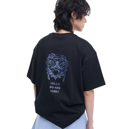 HEA Unisex Heavyweight Cotton Lion Graphic T-Shirt, Oversized Streetwear Short Sleeve Tee