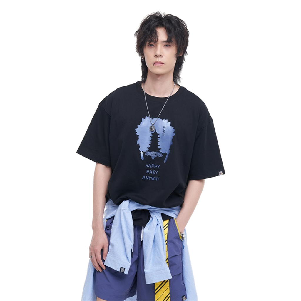 HEA Unisex Heavyweight Cotton Lion Graphic T-Shirt, Oversized Streetwear Short Sleeve Tee