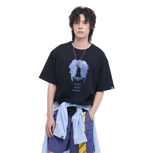 HEA Unisex Heavyweight Cotton Lion Graphic T-Shirt, Oversized Streetwear Short Sleeve Tee