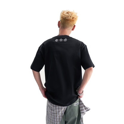 HEA Unisex Heavyweight Cotton Lion Graphic T-Shirt, Oversized Streetwear Short Sleeve Tee