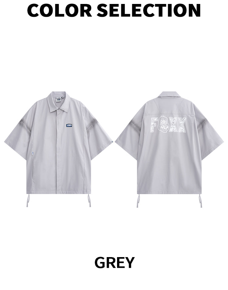 HEA Oversized Shirt with Unique Graphic Print Casual Streetwear Unisex Short Sleeve Shirt