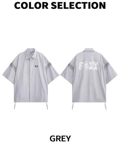 HEA Oversized Shirt with Unique Graphic Print Casual Streetwear Unisex Short Sleeve Shirt