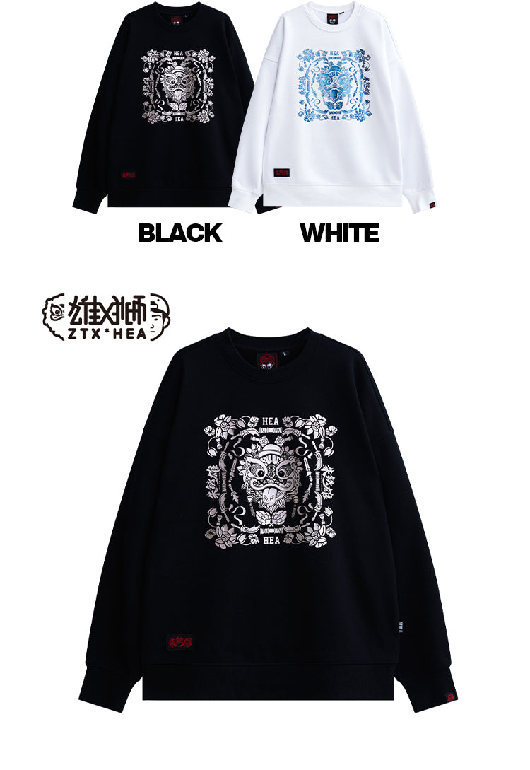 Printed round neck hoodie