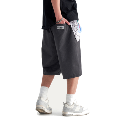 HEA Unisex Solid Color Casual Shorts, Loose Fit Streetwear Shorts