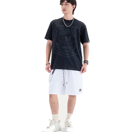 HEA Unisex Lion Allover Print Casual Shorts, Elastic Waist Streetwear Shorts