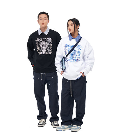 Printed round neck hoodie