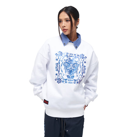 Printed round neck hoodie
