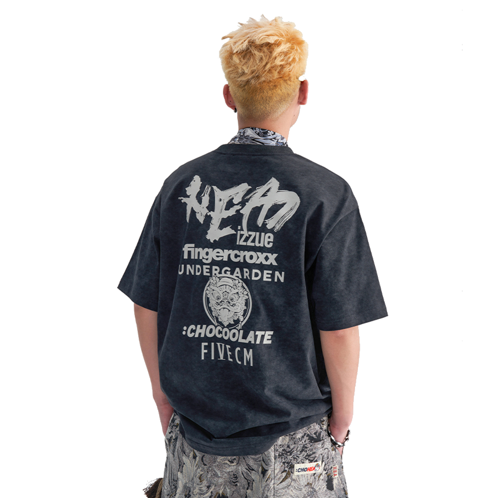 Distressed Gothic Back Print Heavyweight Oversized Streetwear Tee