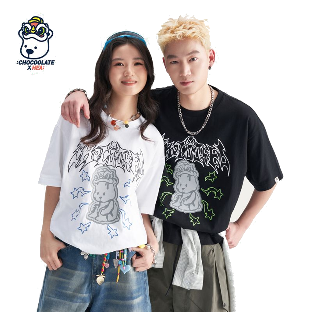 HEA Cartoon Bear Graphic Heavyweight Oversized T-Shirt