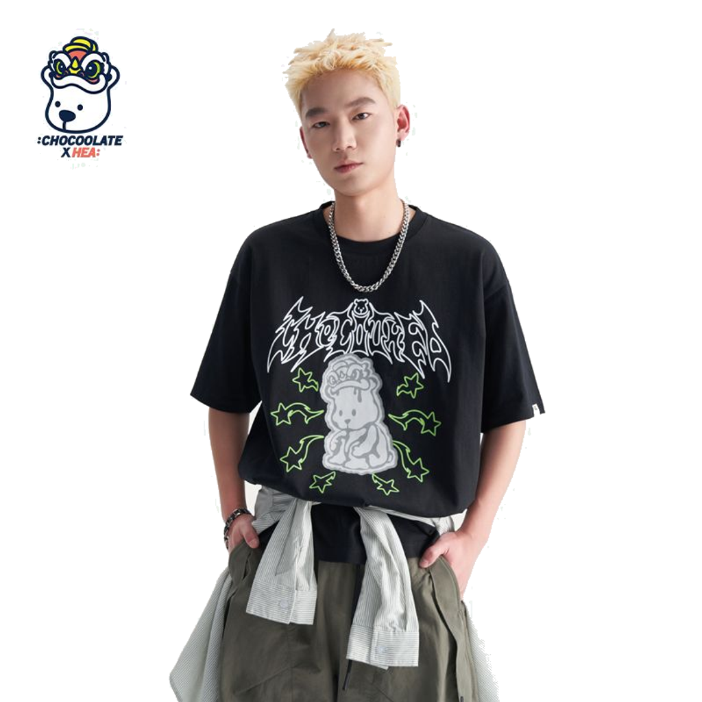 HEA Cartoon Bear Graphic Heavyweight Oversized T-Shirt