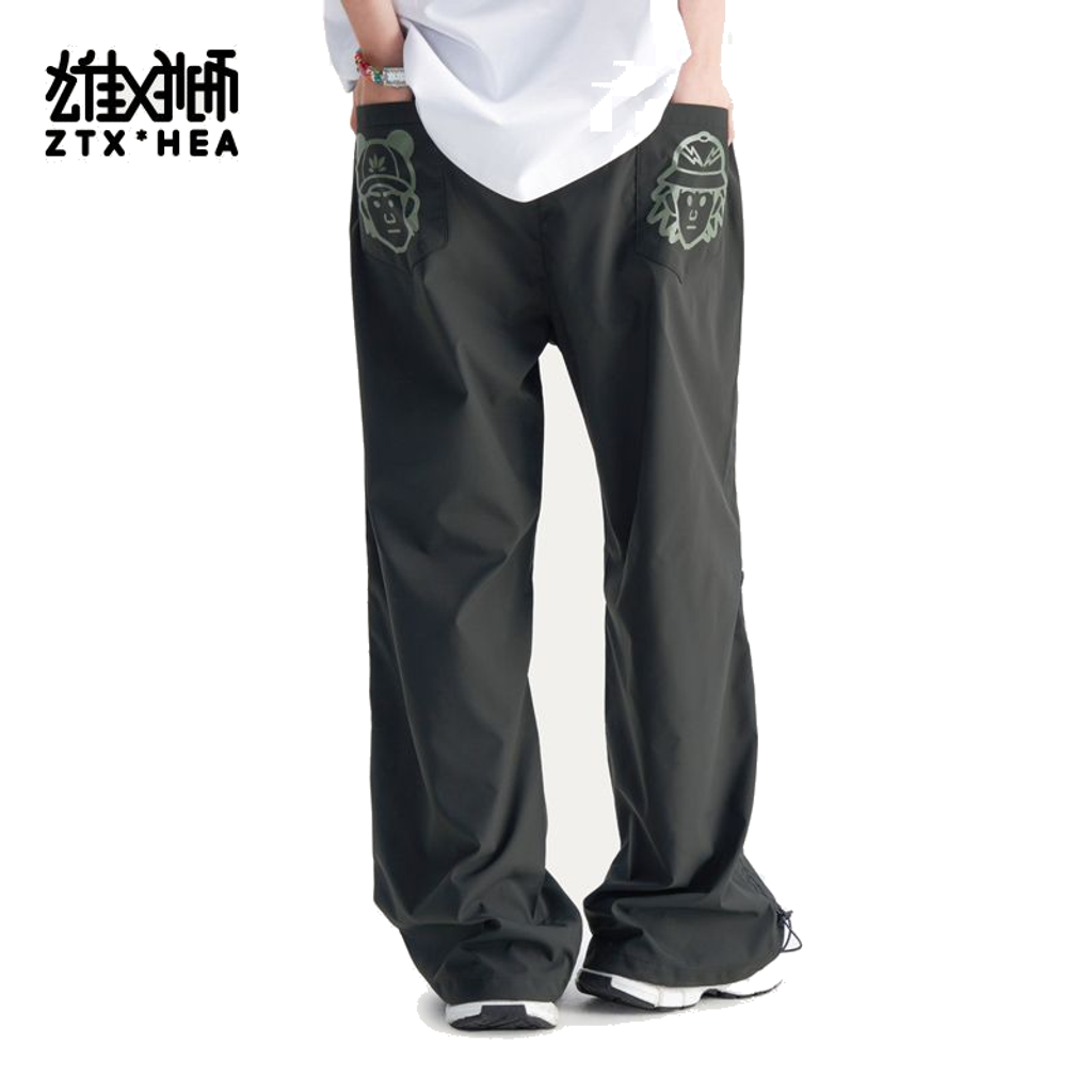 HEA Graphic Print Wide Leg Woven Cargo Pants