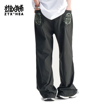 HEA Graphic Print Wide Leg Woven Cargo Pants