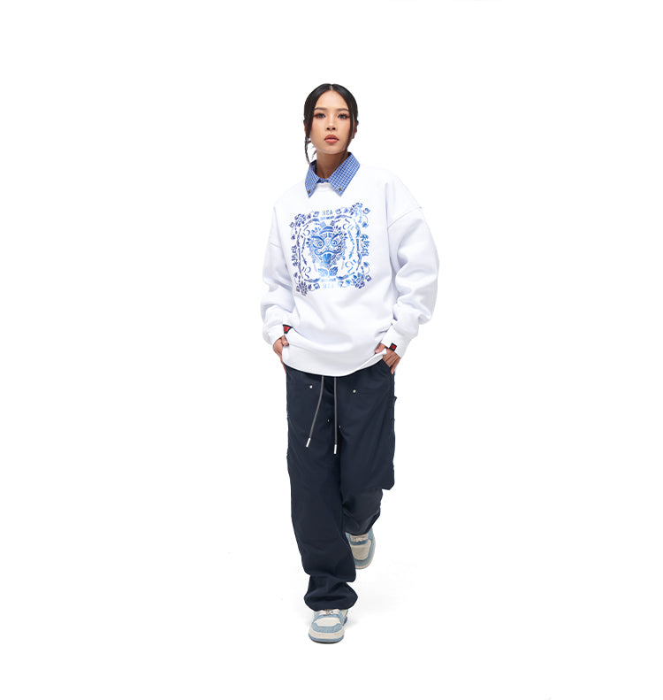 Printed round neck hoodie