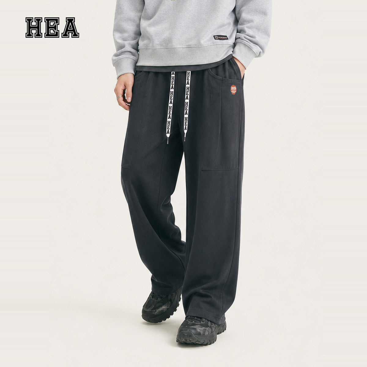 HEA Relaxed Drawstring Track Pants – Straight Leg Streetwear Pants