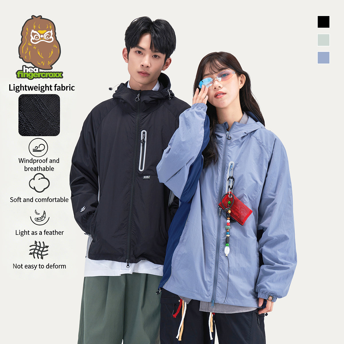 Color Block Hooded Outdoor Windbreaker Jacket