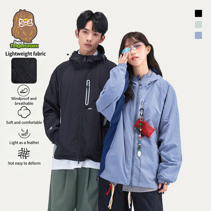 Color Block Hooded Outdoor Windbreaker Jacket