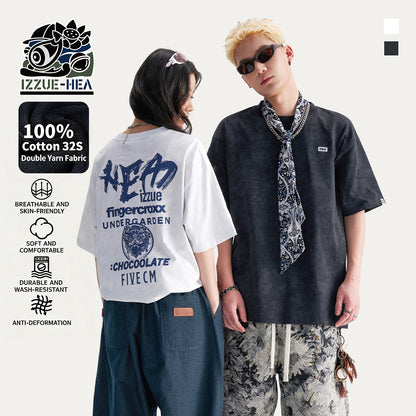 Distressed Gothic Back Print Heavyweight Oversized Streetwear Tee