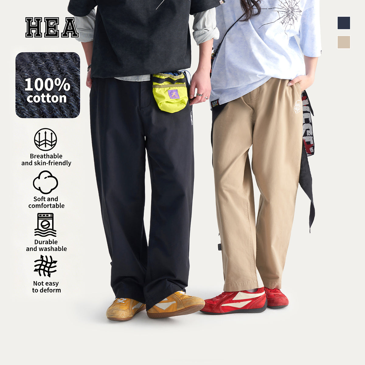 Embroidered Logo Woven Utility Casual Pants