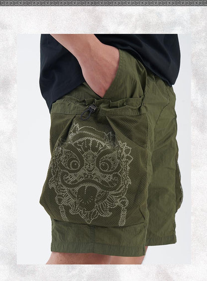 Embroidered functional workwear shorts