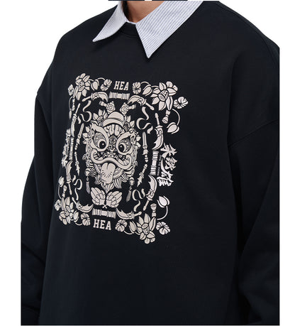 Printed round neck hoodie