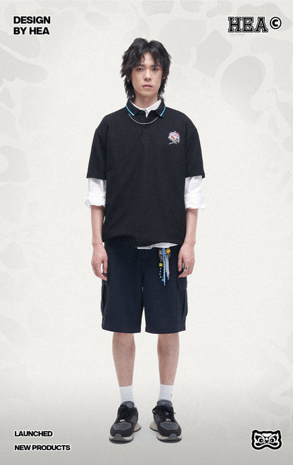 HEA Men’s Textured Cargo Shorts, Casual Streetwear Utility Shorts with Beaded Drawstring