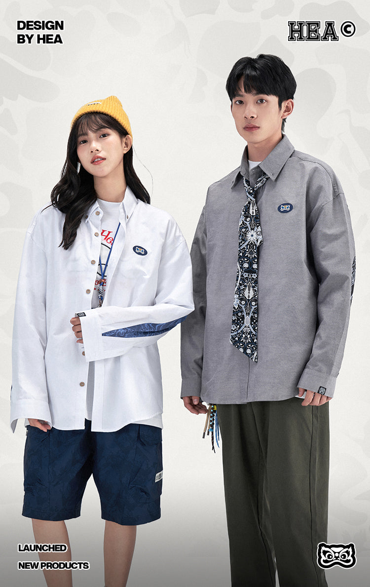 HEA Long Oversized Shirt with Unique Front Graphic Print Casual Streetwear T-shirt Unisex Fashion Shirt