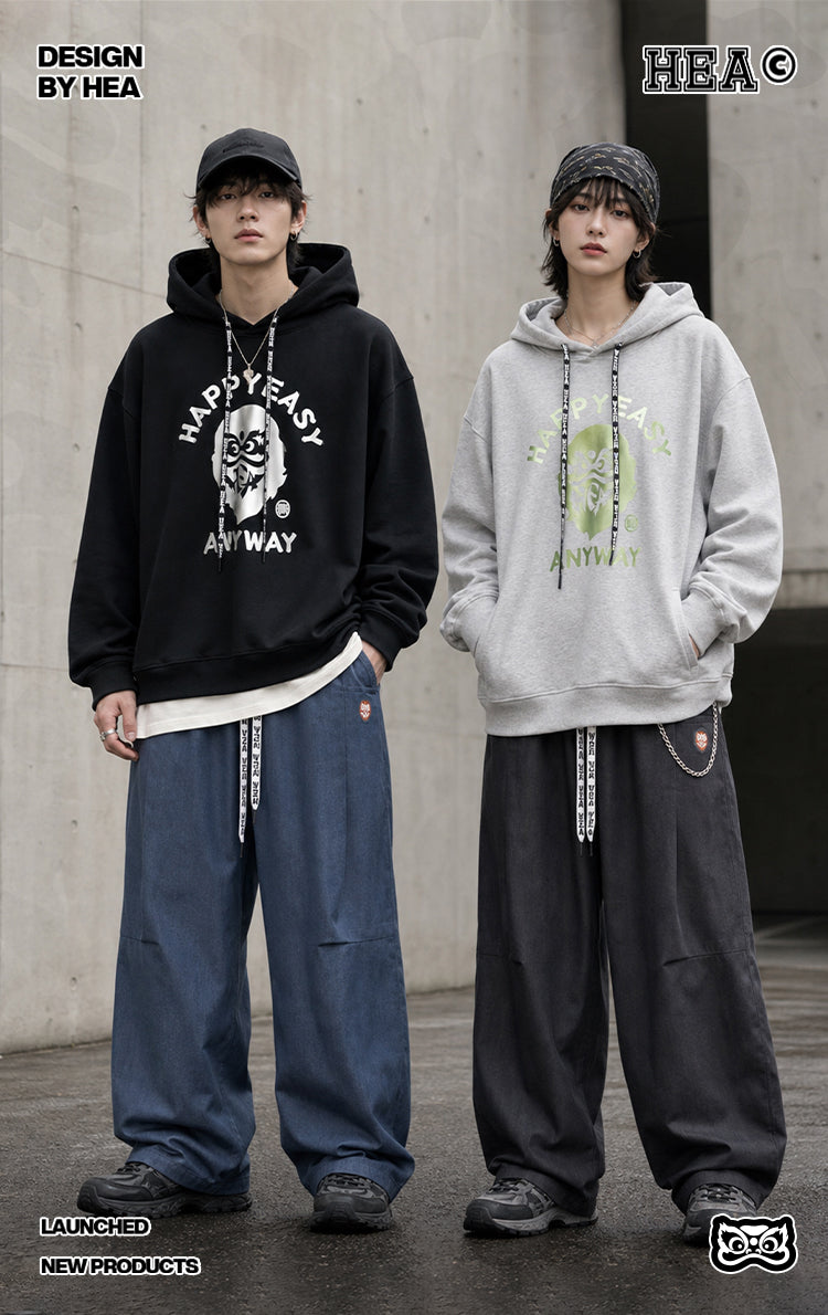 HEA Relaxed Drawstring Track Pants – Straight Leg Streetwear Pants