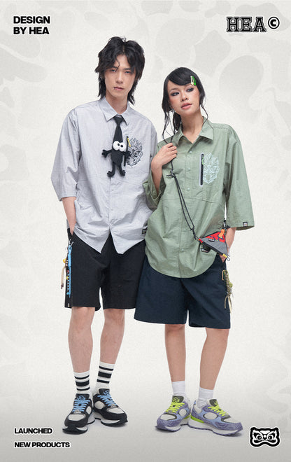 HEA Unisex Solid Color Casual Shorts, Elastic Waist Quick-Dry Streetwear Shorts