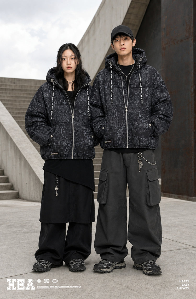 HEA All-Over Print Hooded Puffer Jacket
