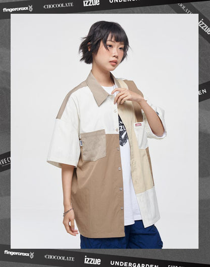 Splicing color shirt